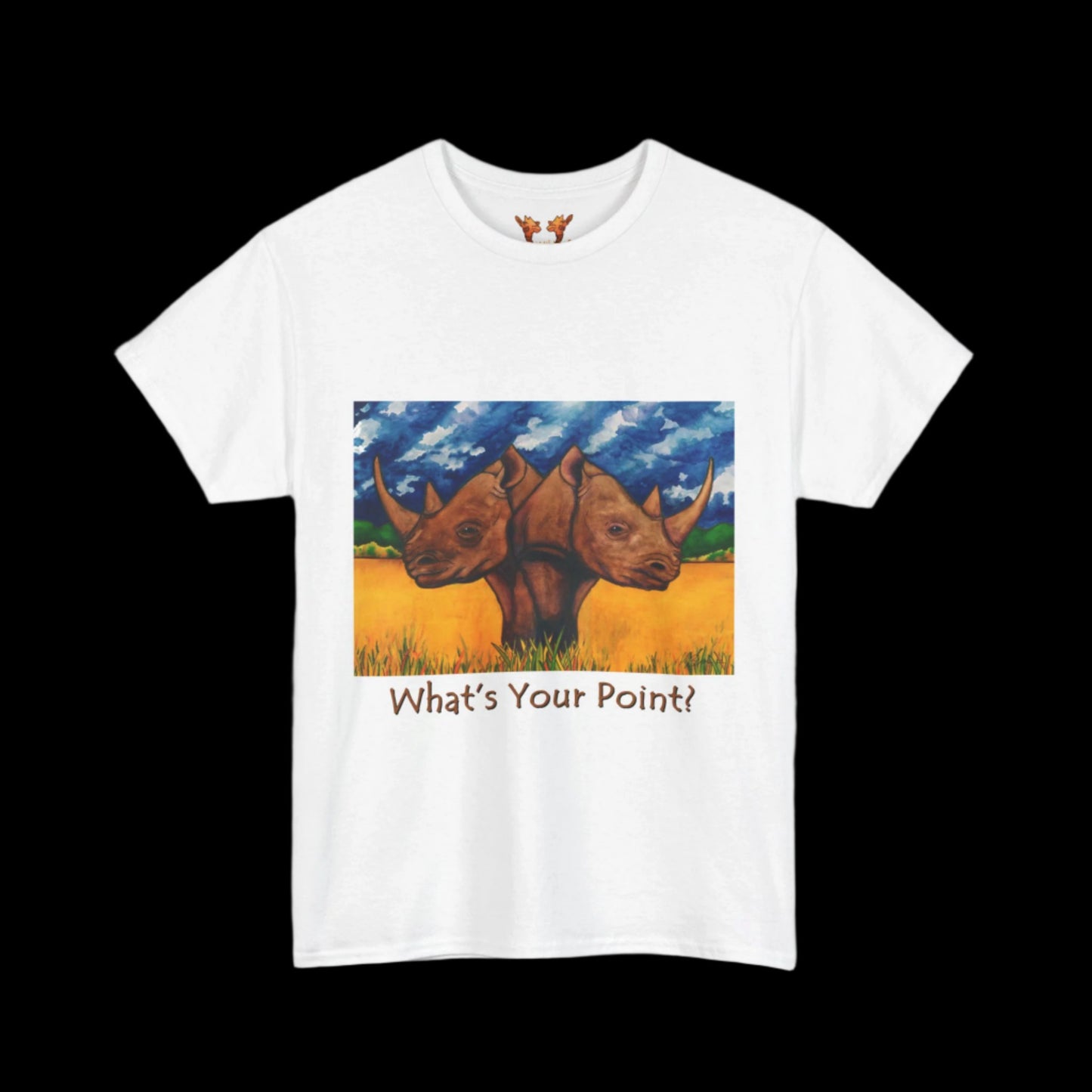 Rhinos on a white t-shirt