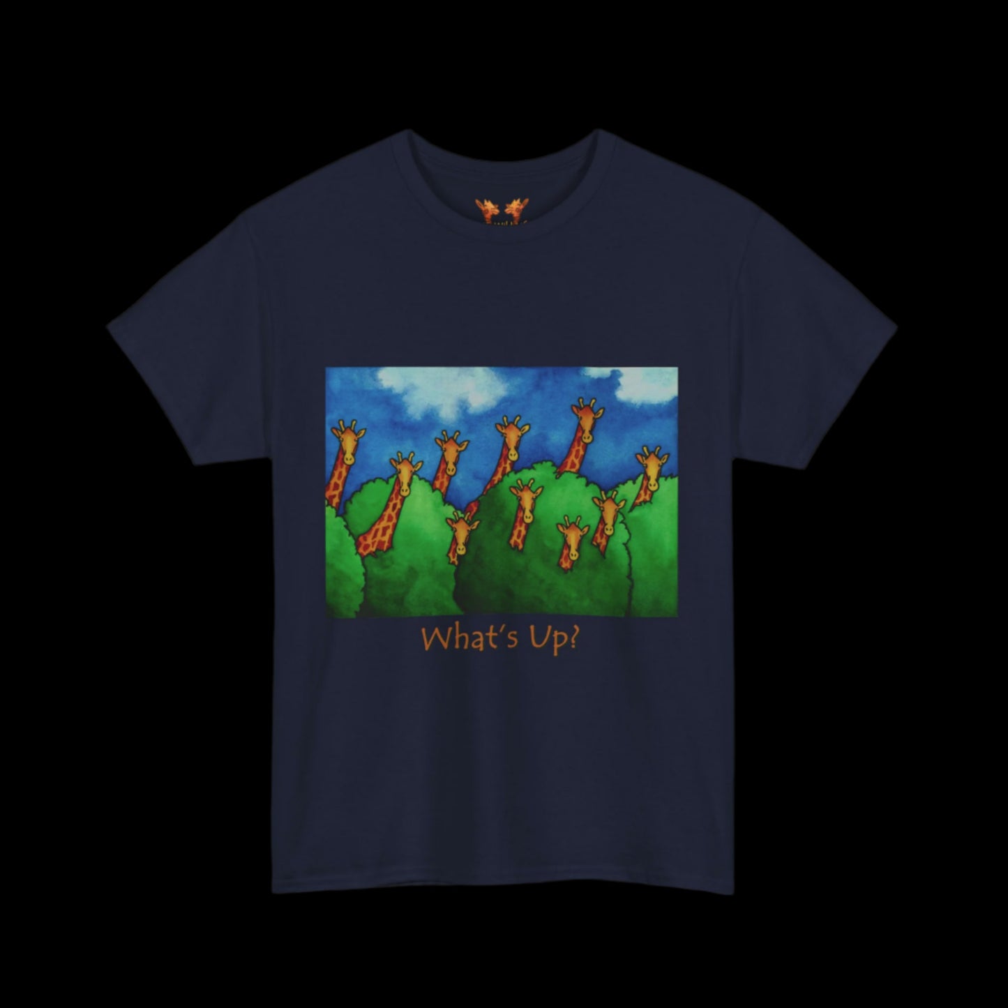 Giraffes on Navy blue t-shirt