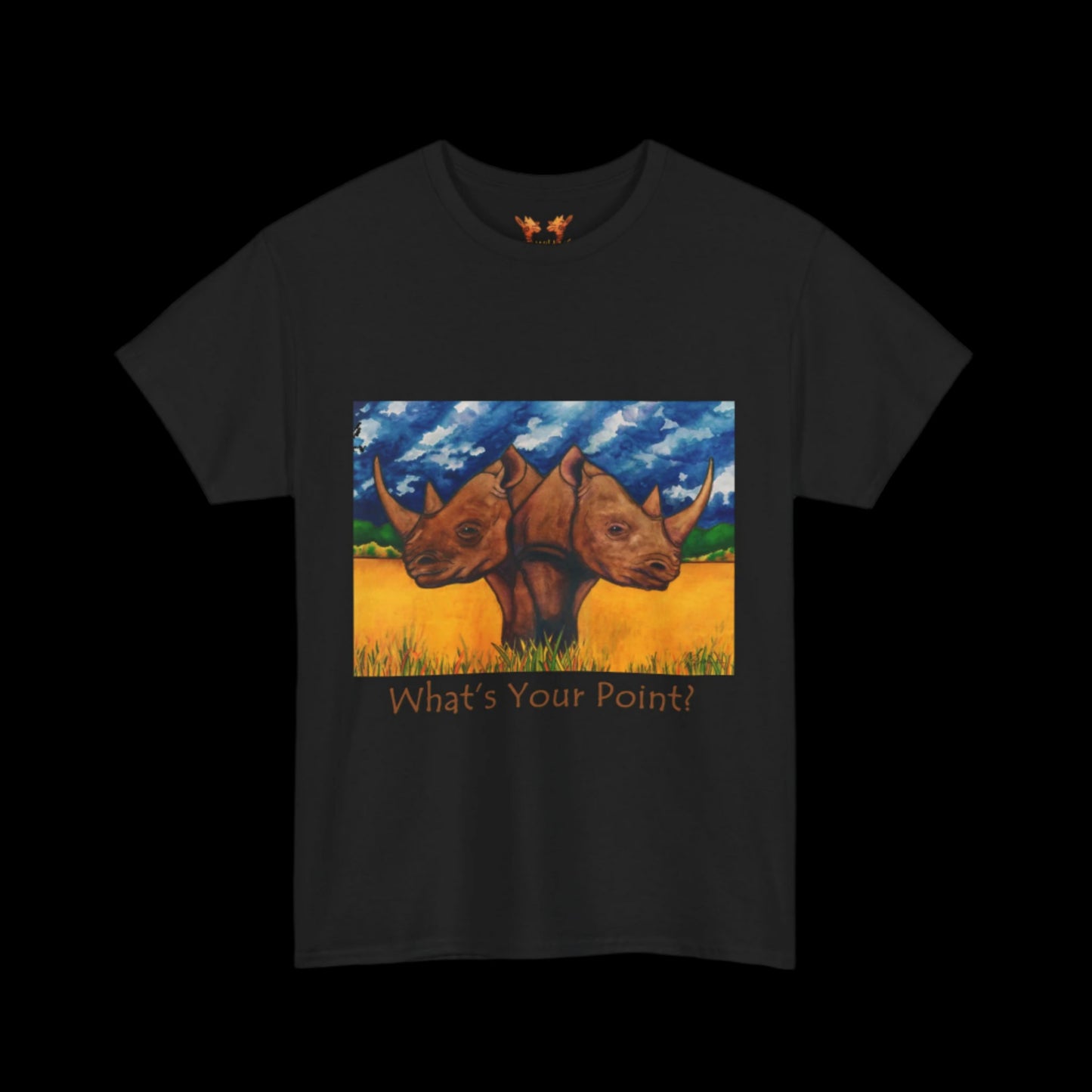 Rhinos on a black t-shirt