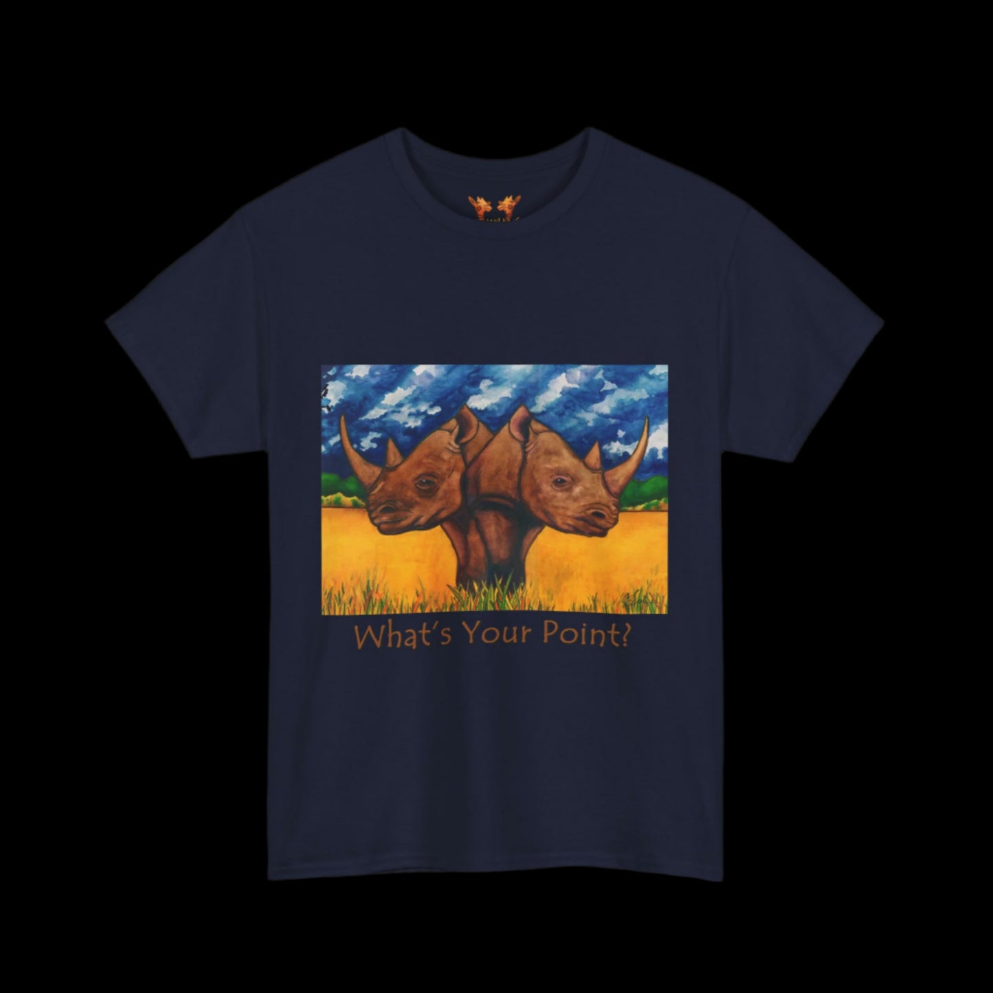 Rhinos on a navy t-shirt