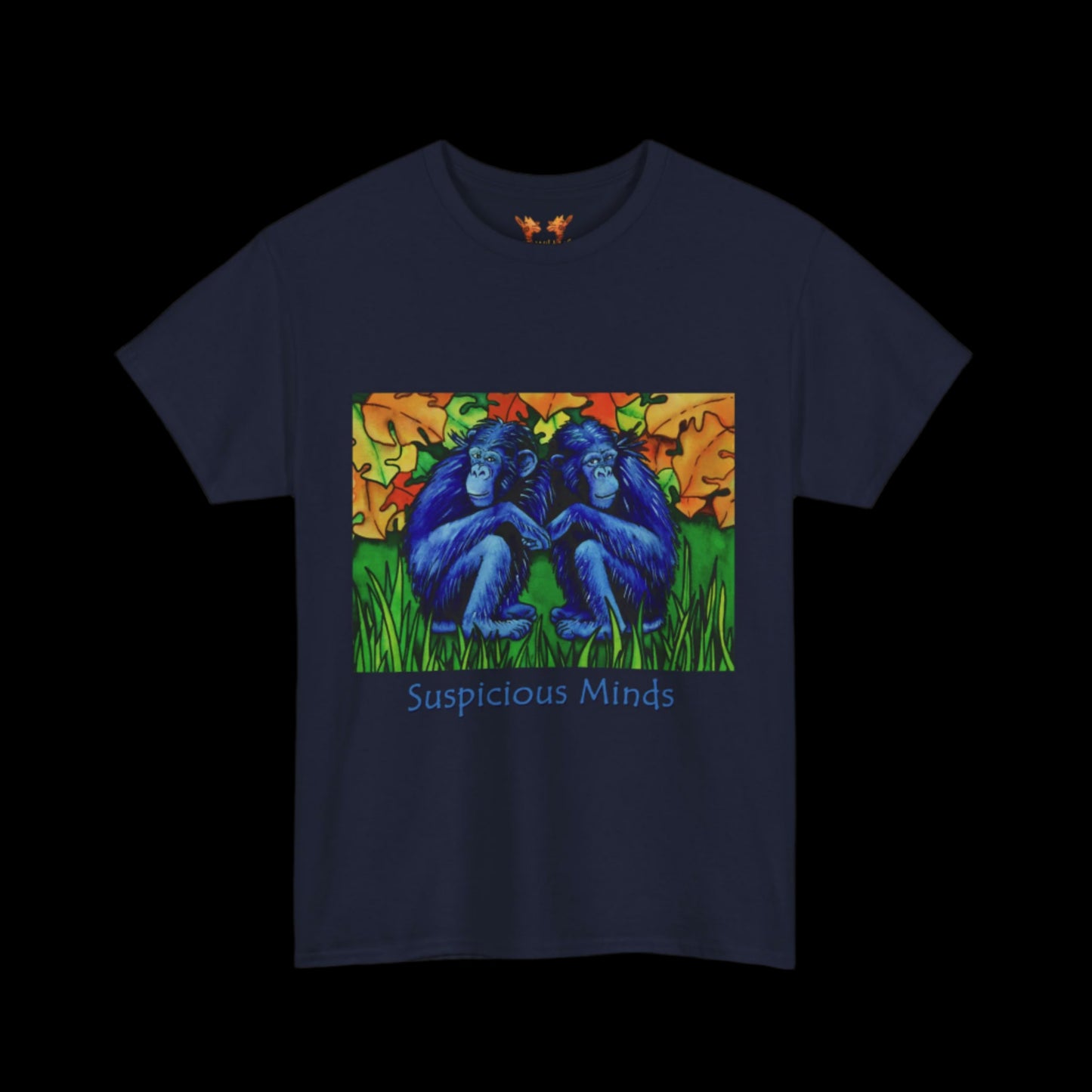 Chimps on a navy t-shirt