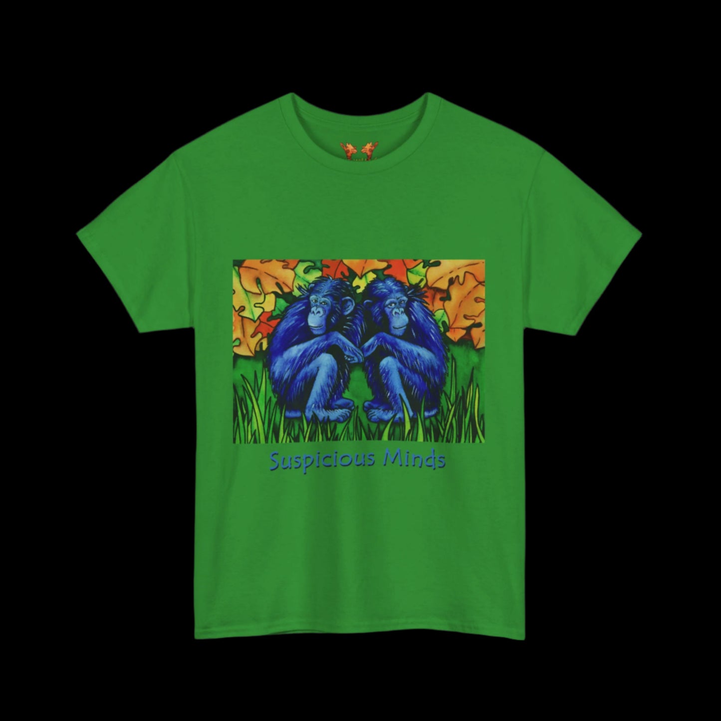 Chimps on a green t-shirt