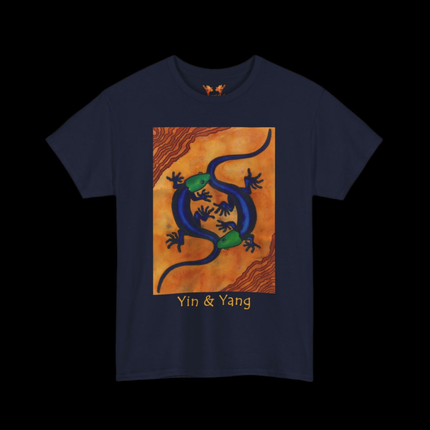 Geckos on a Navy blue t-shirt