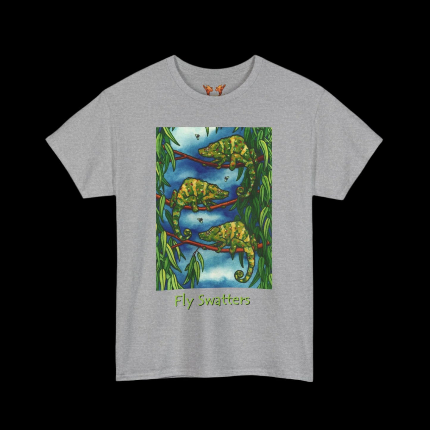 Chameleons on a sport grey t-shirt