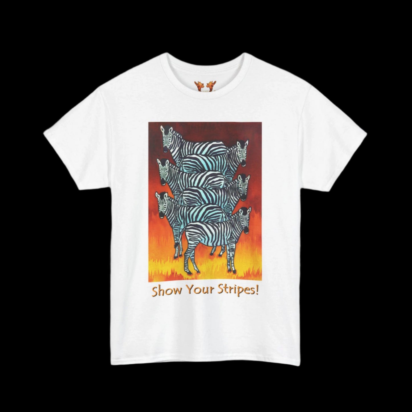 Zebras on a white t-shirt