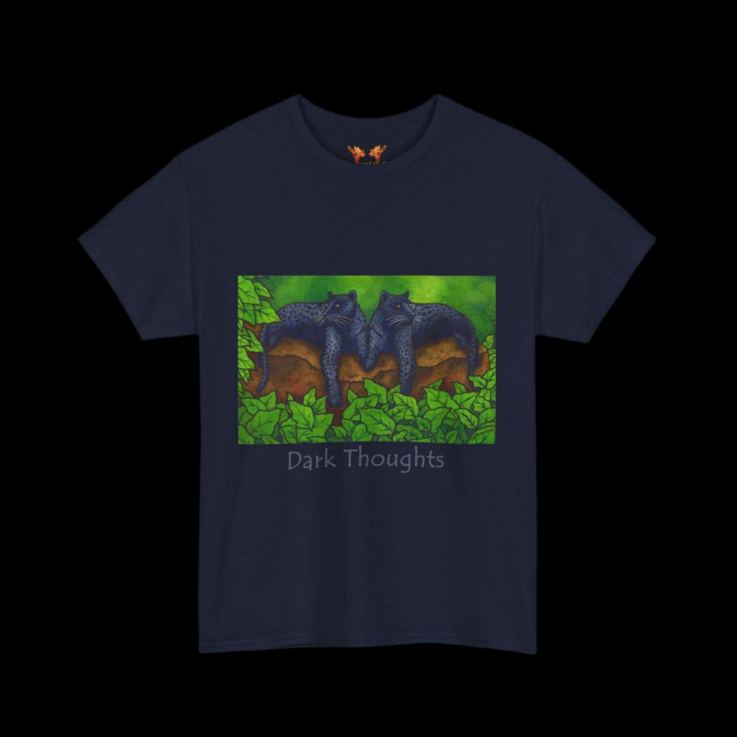black panthers on a navy t-shirt