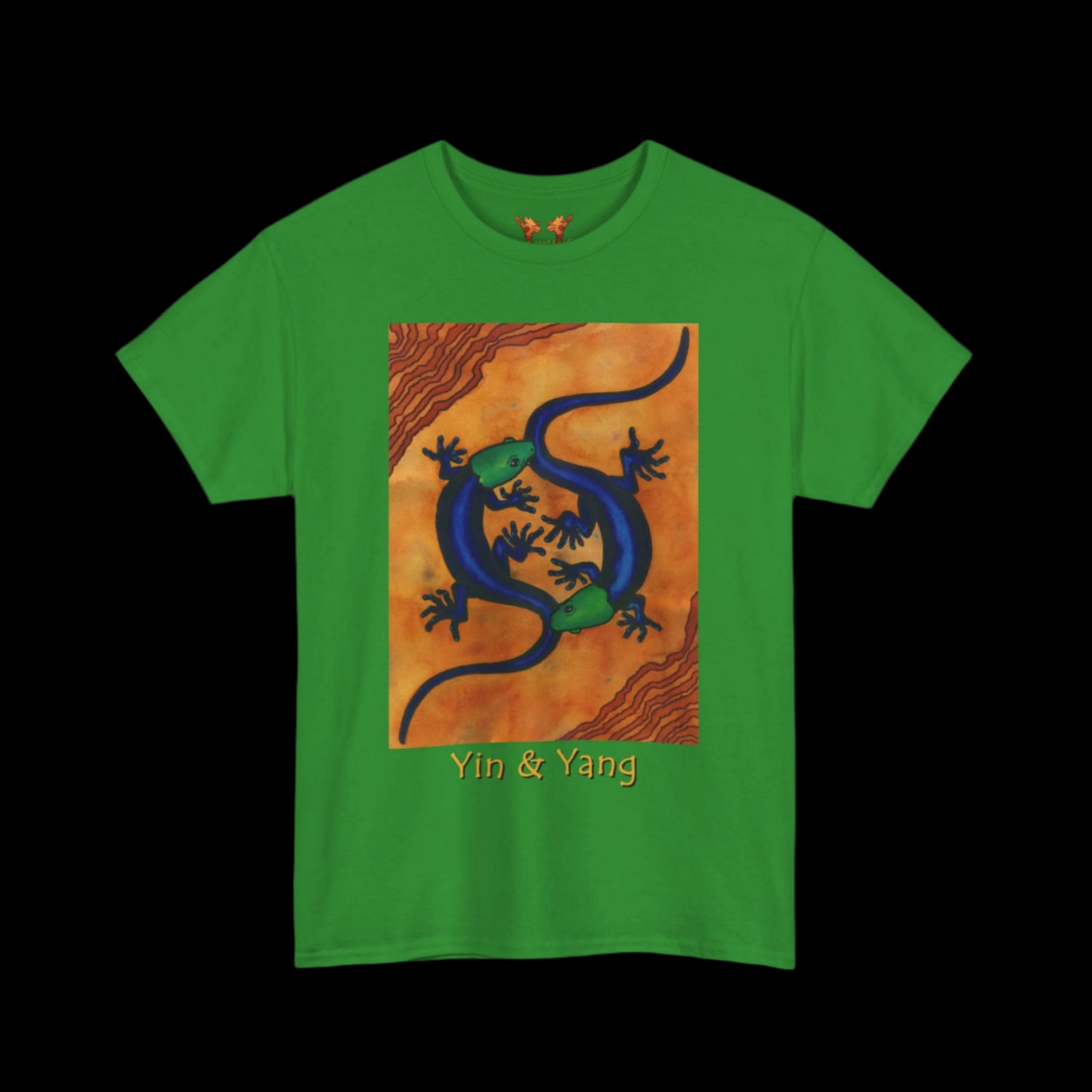 Geckos on green t-shirt