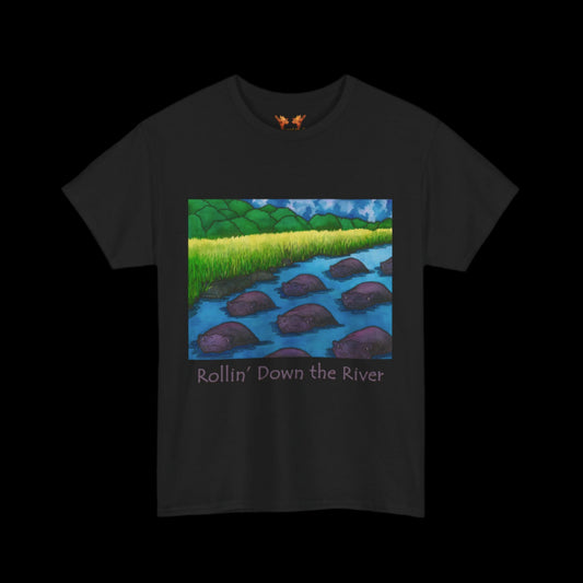 Hippos on a black t-shirt