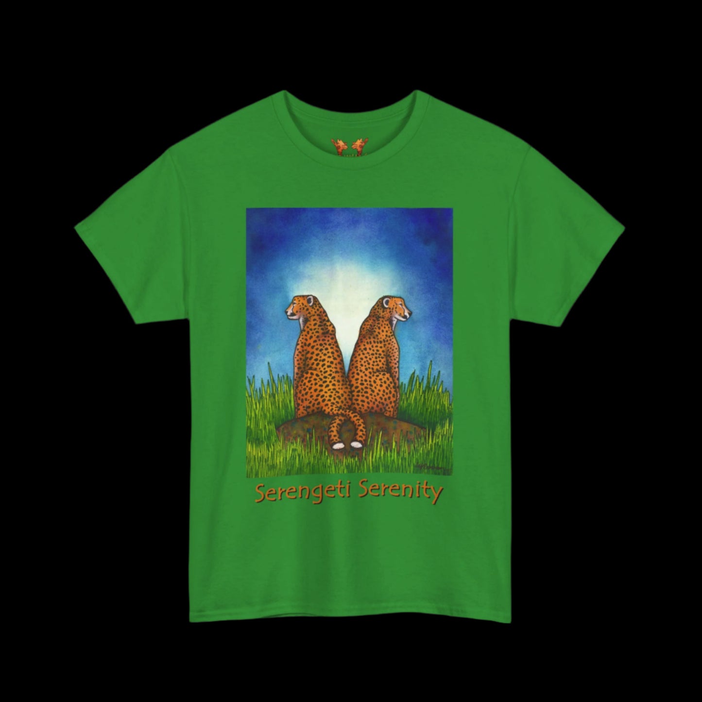 Cheetahs on a green t-shirt