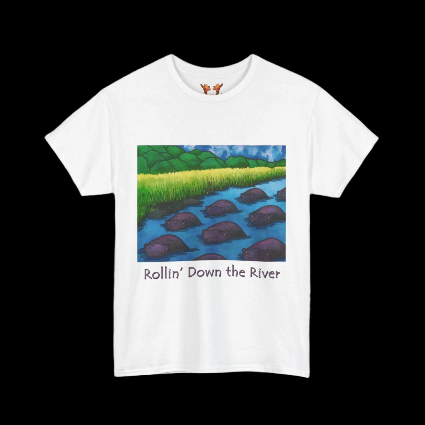Hippos on a white t-shirt