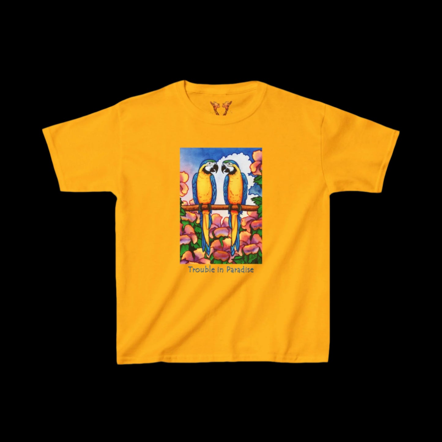 Blue Macaws "Trouble in paradise" Kids Tee