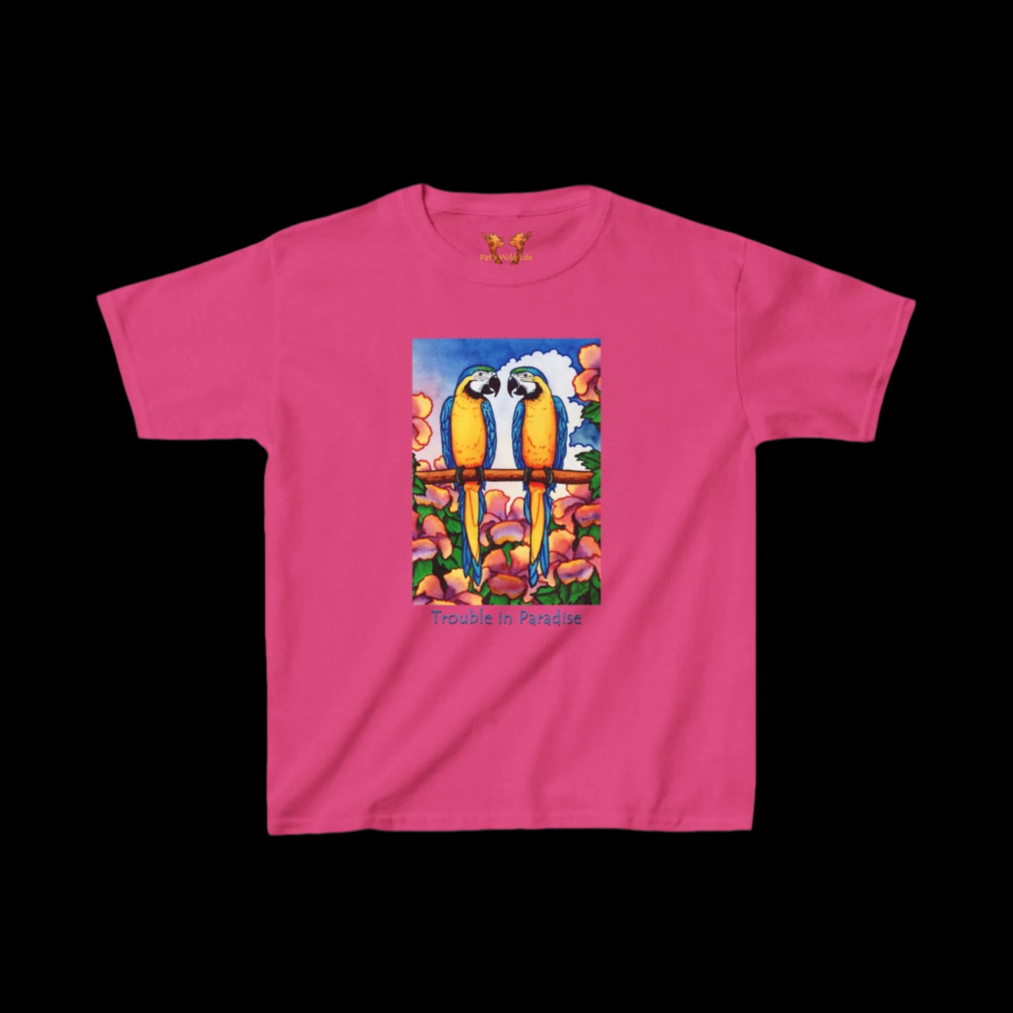 Blue Macaws "Trouble in paradise" Kids Tee