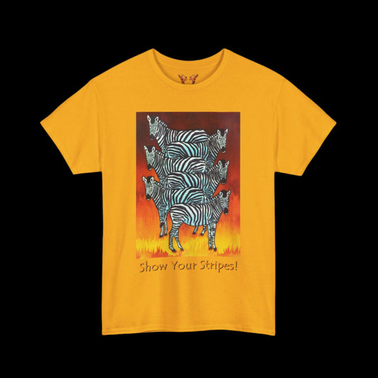 Zebras on a gold t-shirt