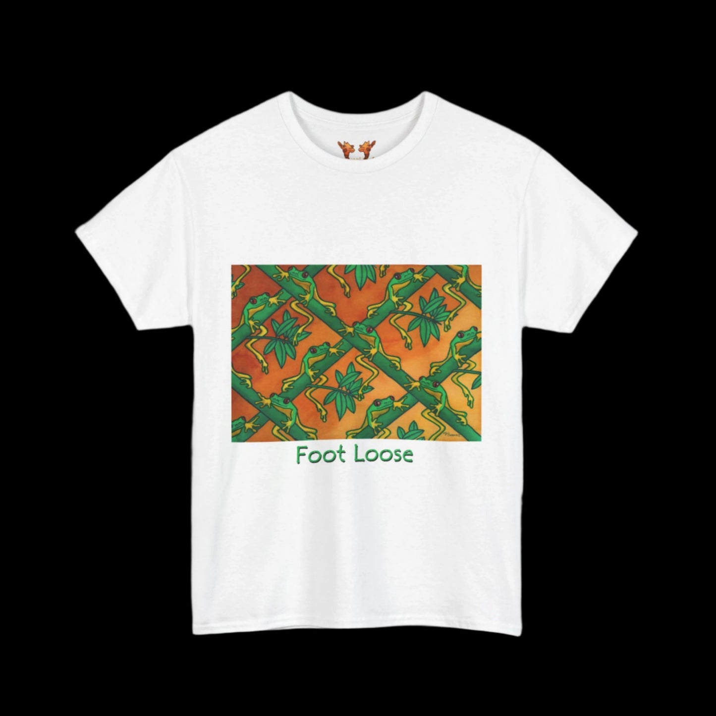 Tree frogs on white t-shirt