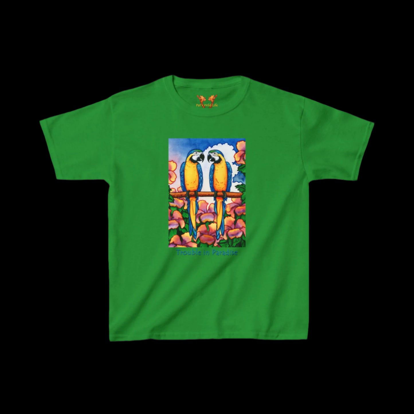 Blue Macaws "Trouble in paradise" Kids Tee