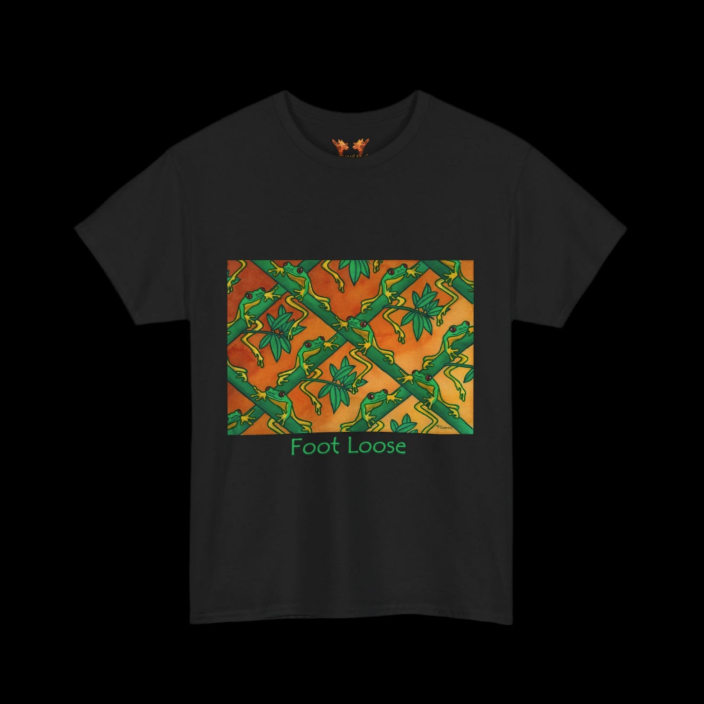 Tree frogs onblack t-shirt