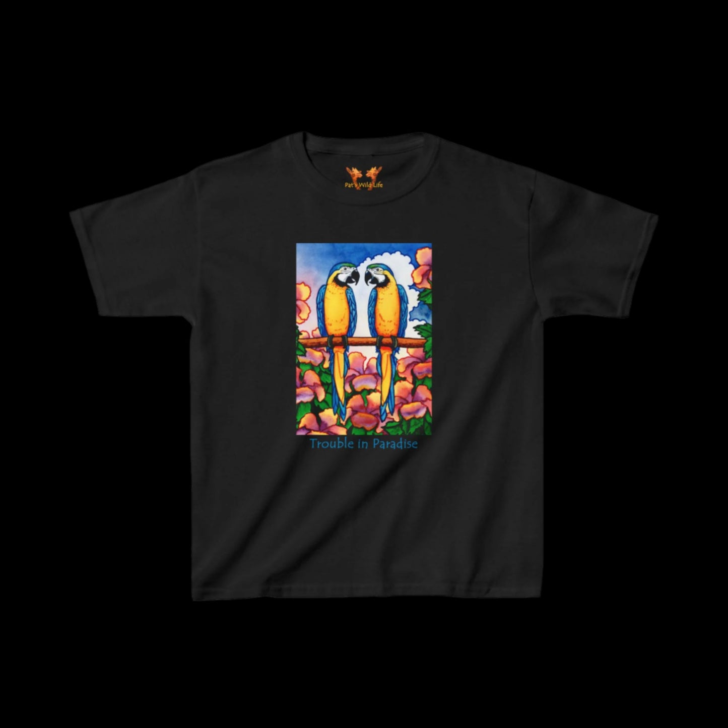 Blue Macaws "Trouble in paradise" Kids Tee