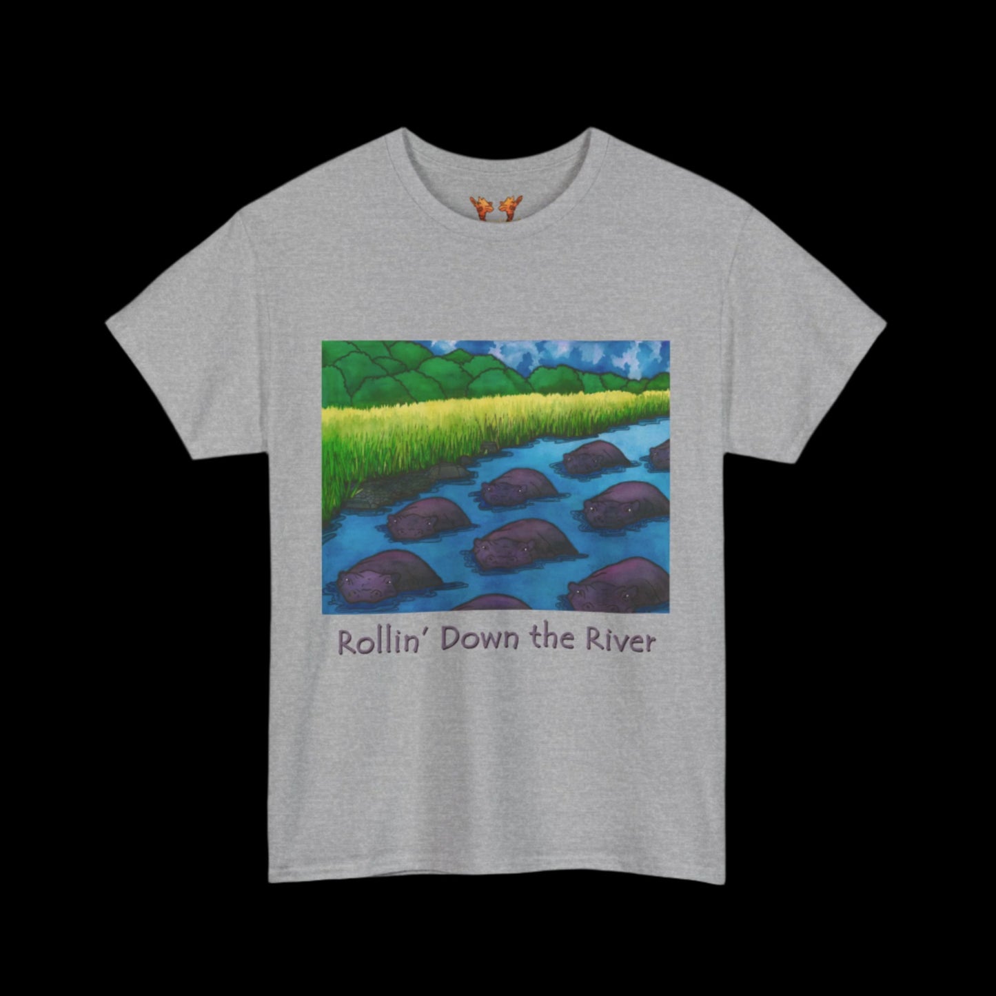 Hippos on a sport grey t-shirt