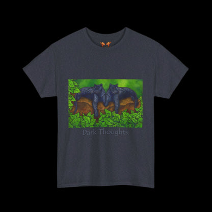 black panthers on a heather navy t-shirt