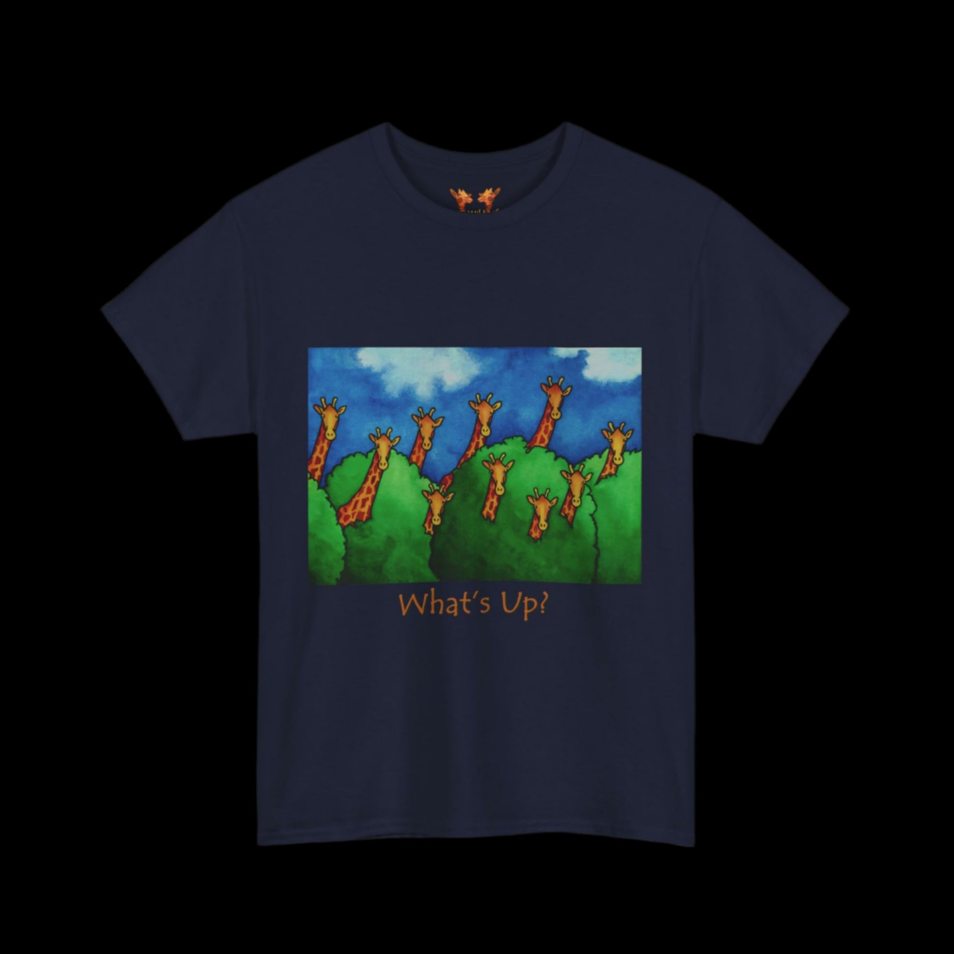 Giraffes on Navy blue t-shirt