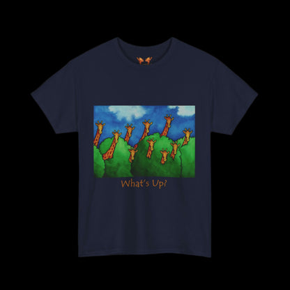 Giraffes on Navy blue t-shirt