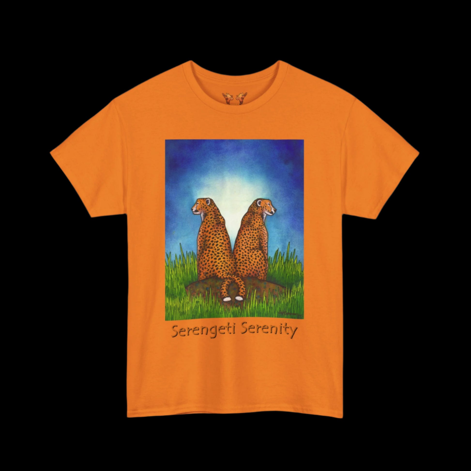 Cheetahs on a orange t-shirt