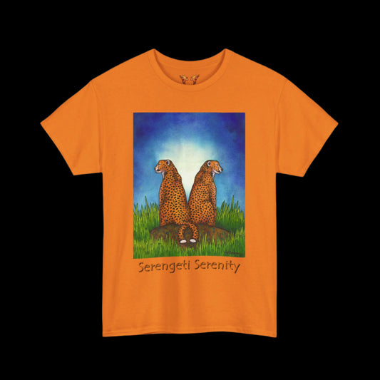 Cheetahs on a orange t-shirt