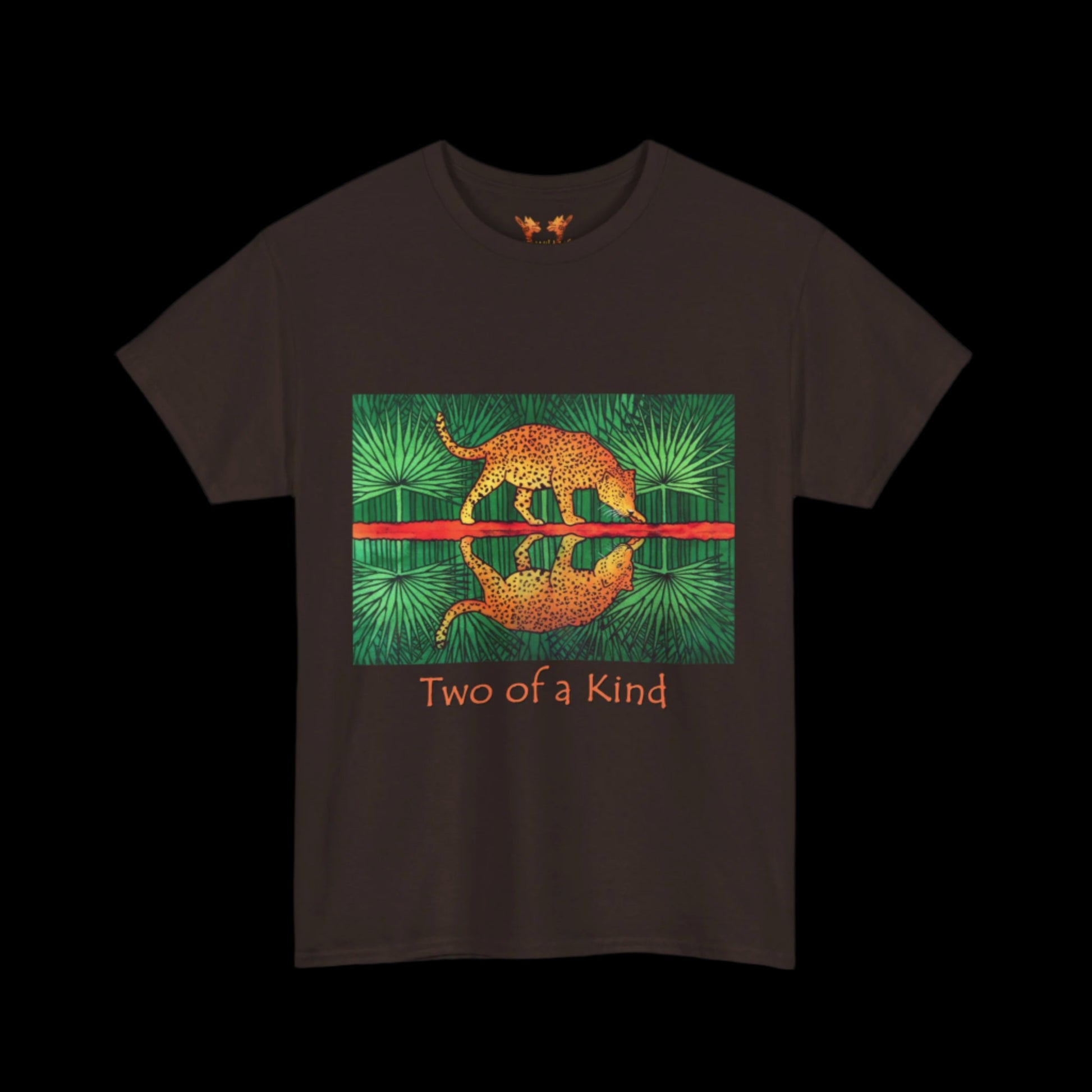 Jaguar on a chocolate brown t-shirt