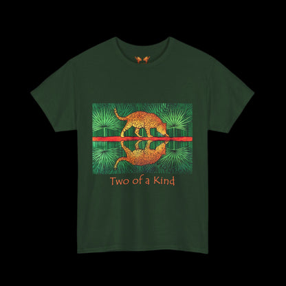 Jaguar on a forest green t-shirt