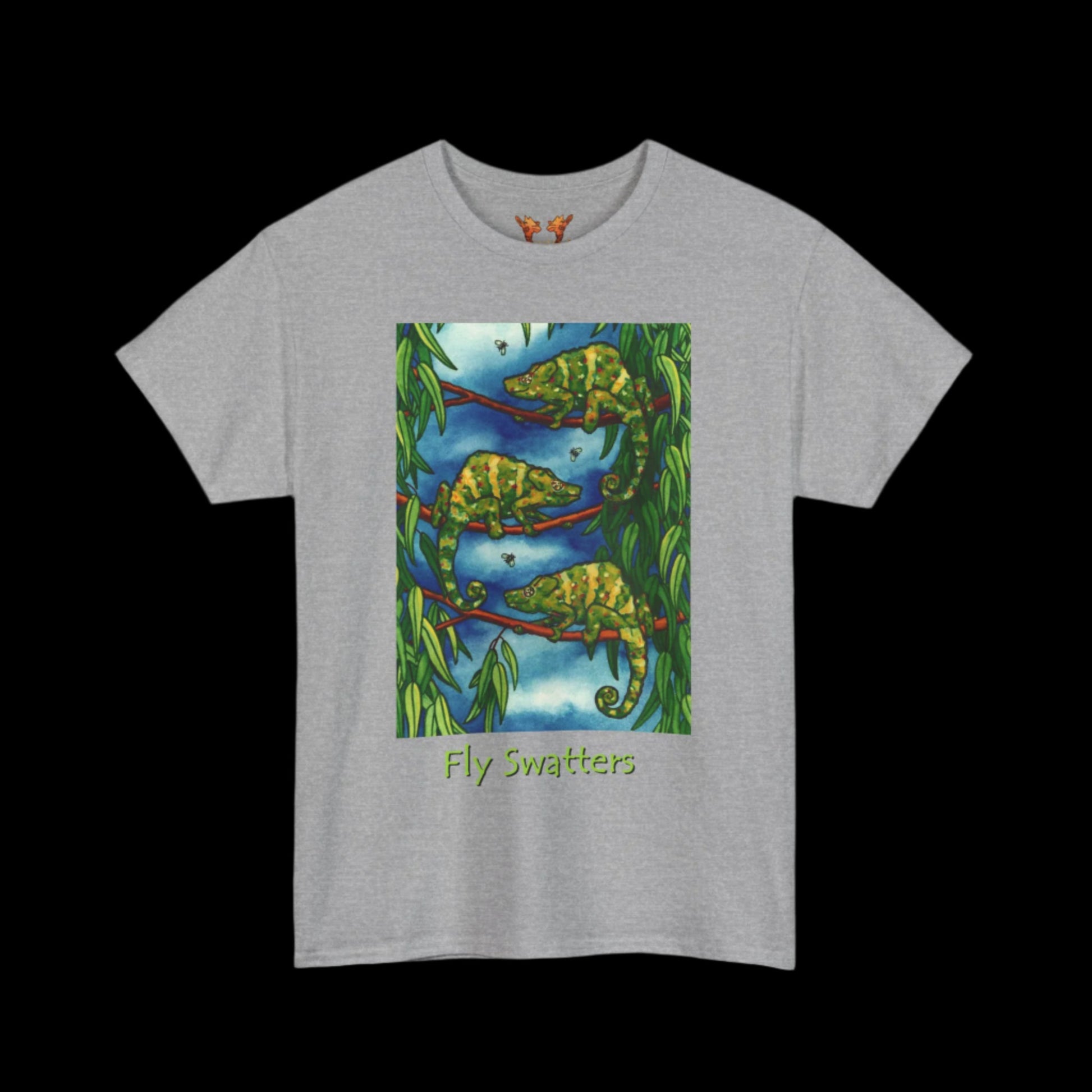 Chameleons on a sport grey t-shirt
