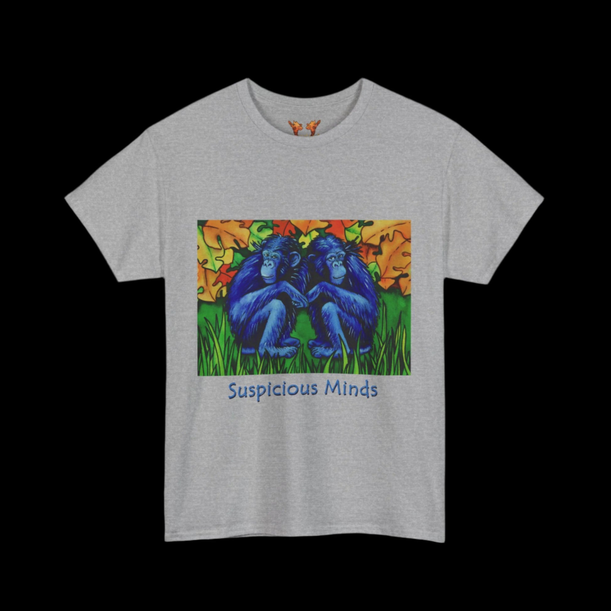 Chimps on a sport grey t-shirt