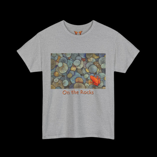 Orange frog on sport grey t-shirt