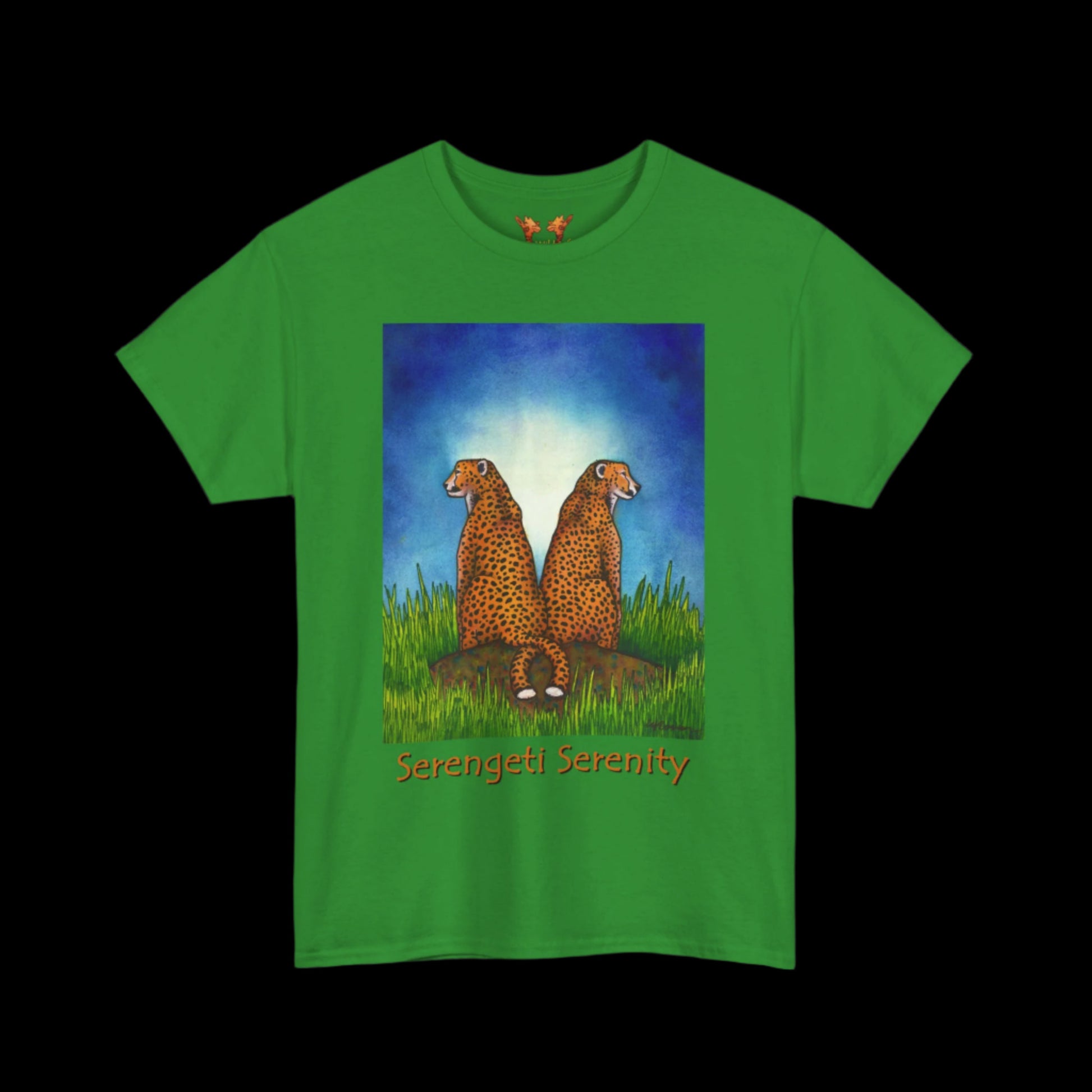 Cheetahs on a green t-shirt