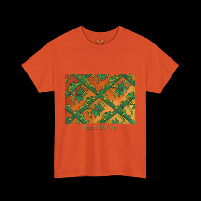 Tree frogs on orange t-shirt