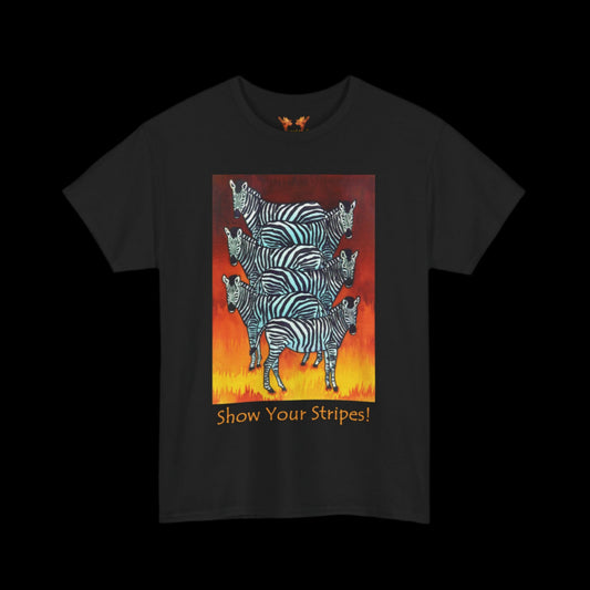 Zebras on a black t-shirt