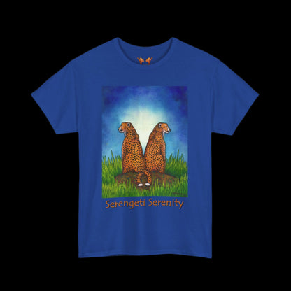 Cheetahs on a blue t-shirt