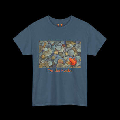 Orange frog on black t-shirt