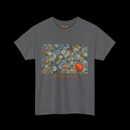 Orange frog on graphite heather t-shirt
