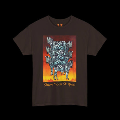 Zebras on a chocolate brown t-shirt