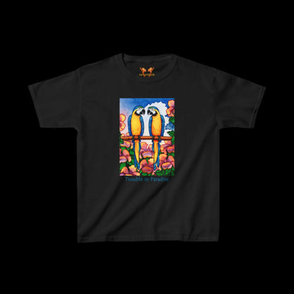 Blue Macaws "Trouble in paradise" Kids Tee