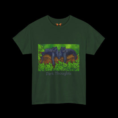 black panthers on a forest green t-shirt